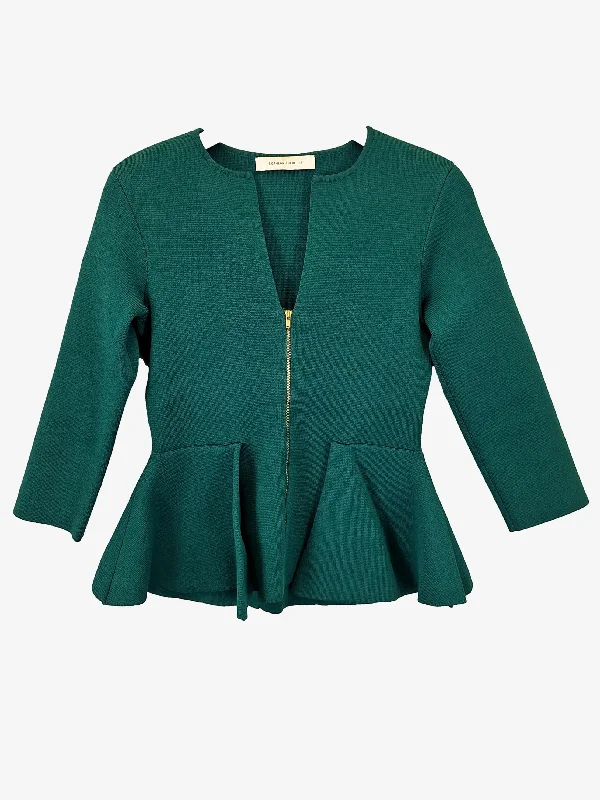 Scanlan Theodore Emerald Green Tailored Peplum Knit Blazer Size M