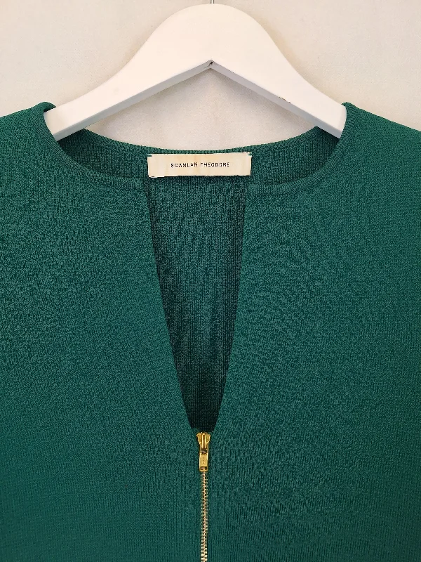 scanlan-theodore-emerald-green-tailored-peplum-knit-blazer-size-m-b036-455-gn