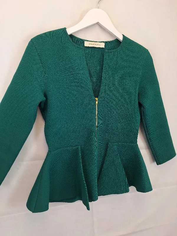 scanlan-theodore-emerald-green-tailored-peplum-knit-blazer-size-m-b036-455-gn