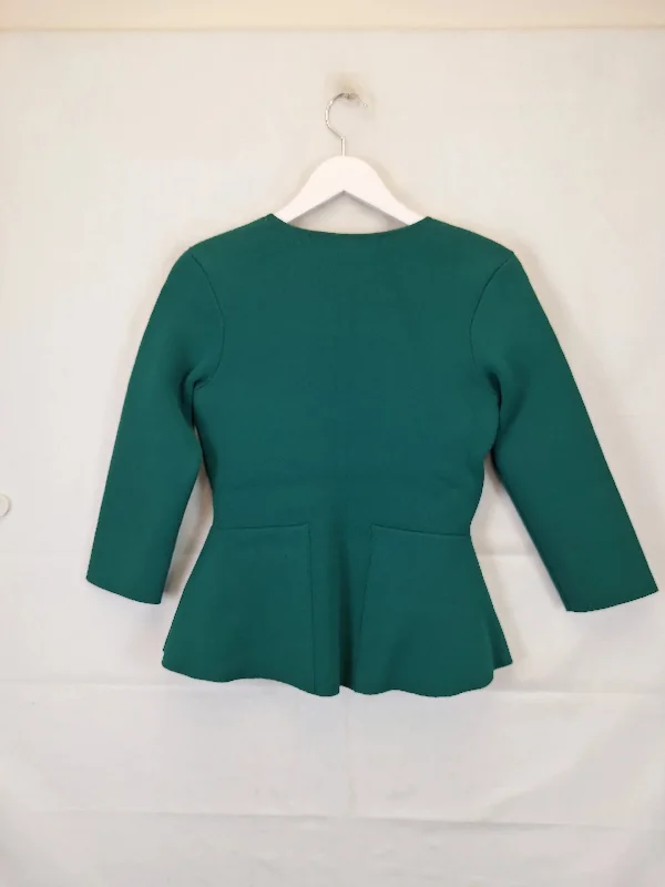 scanlan-theodore-emerald-green-tailored-peplum-knit-blazer-size-m-b036-455-gn