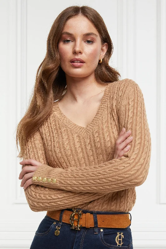 Seattle V-Neck Knit (Dark Camel)