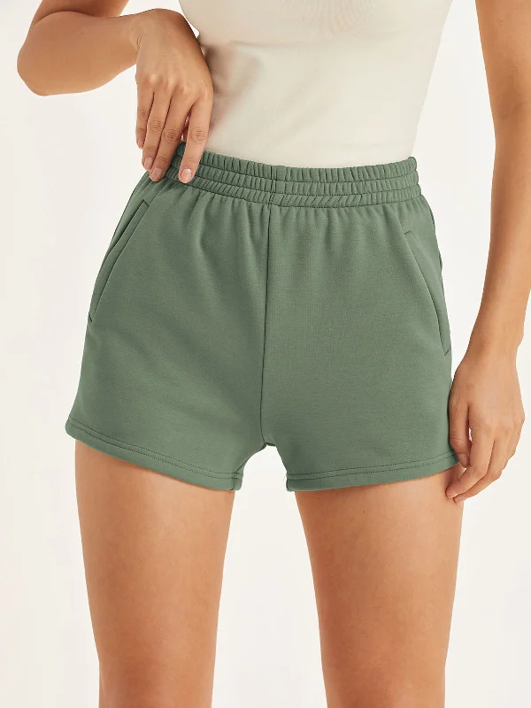 Slant Pockets Fleece Shorts