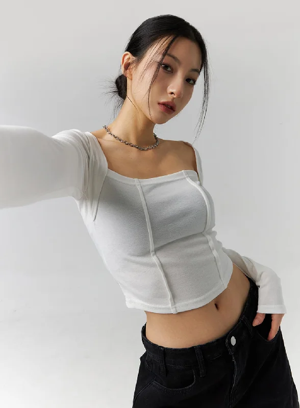 Slim-Fit Square Neck Crop Top ID306