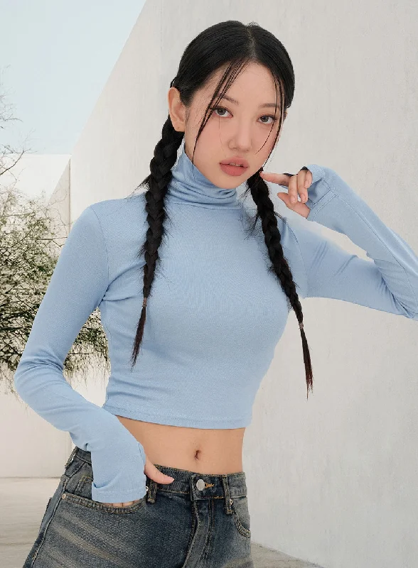 Slim Fit Turtleneck Crop Top IN301