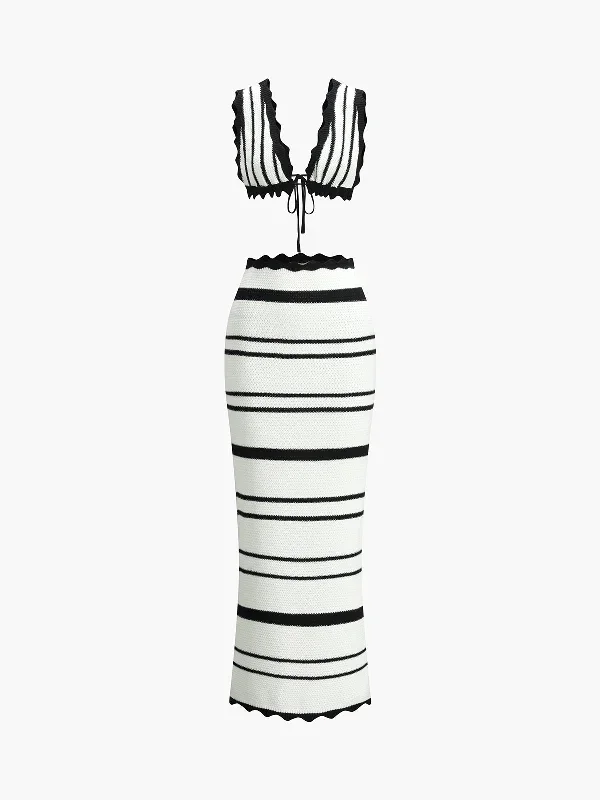 striped-knotted-backless-skirt-set