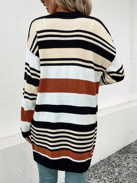 striped-open-front-drop-shoulder-cardigan