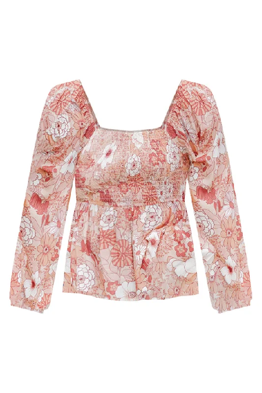 terracotta-smocked-bust-floral-blouse