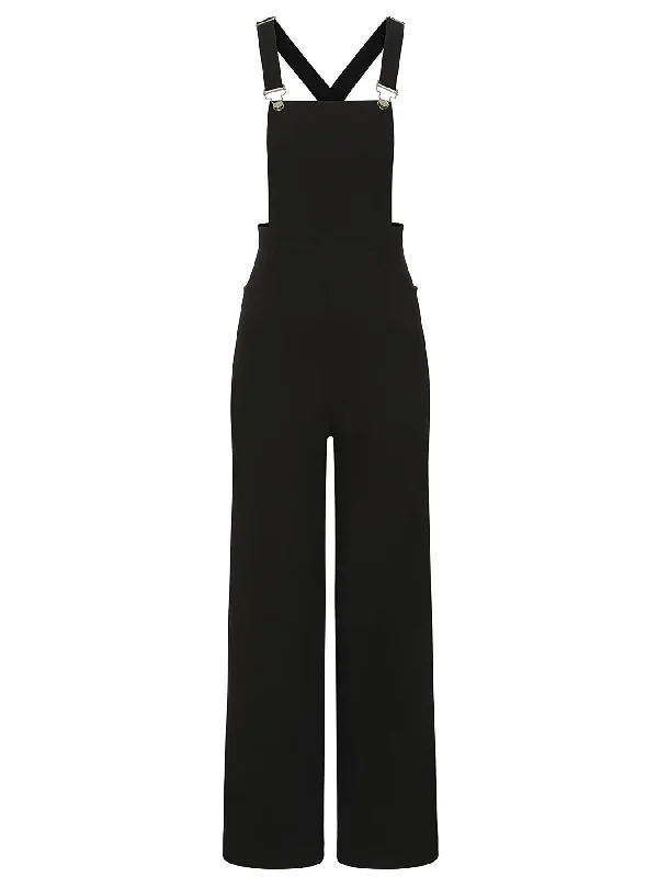 Vintage Style Wide Black Land Girl Dungarees