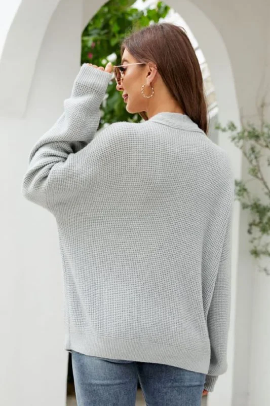 waffle-knit-dropped-shoulder-cardigan