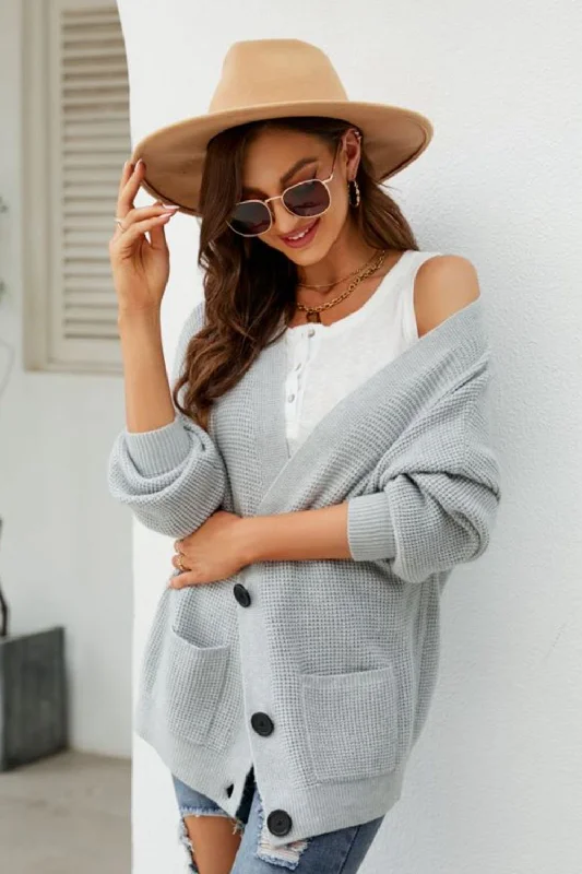 waffle-knit-dropped-shoulder-cardigan