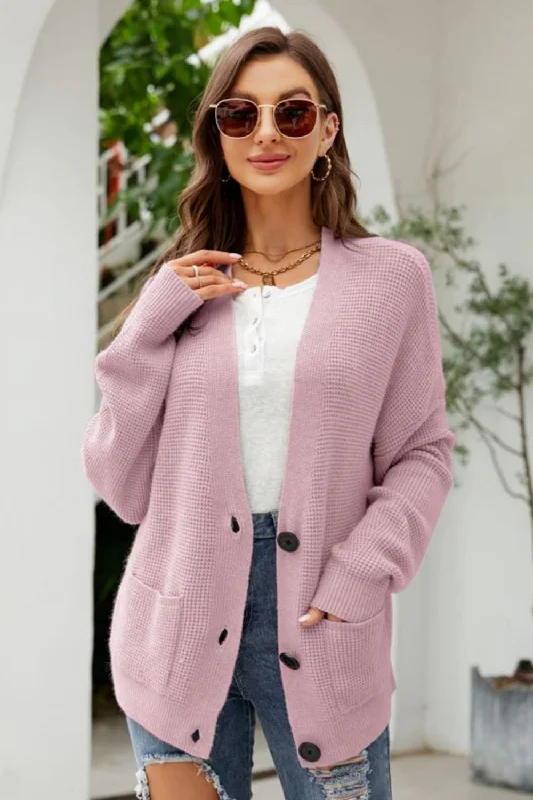 waffle-knit-dropped-shoulder-cardigan