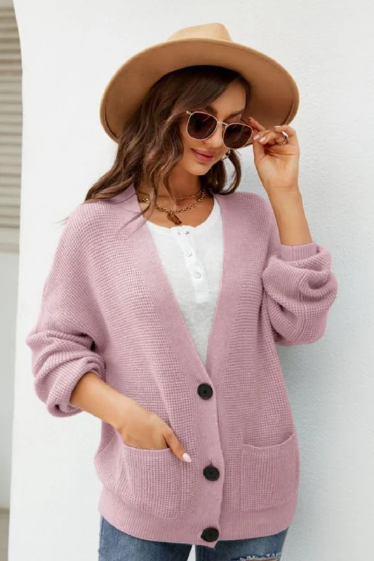 waffle-knit-dropped-shoulder-cardigan