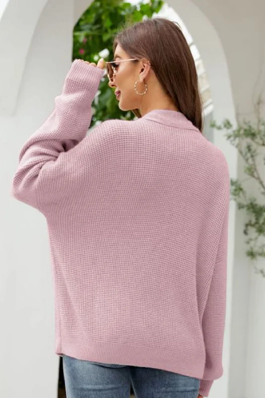 waffle-knit-dropped-shoulder-cardigan