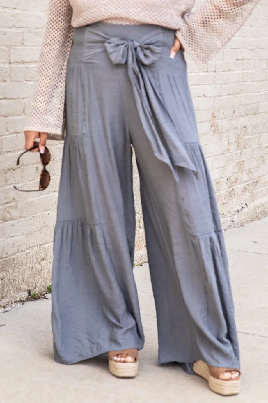 Watching The Sunrise Dark Grey Wide Leg Pants FINAL SALE