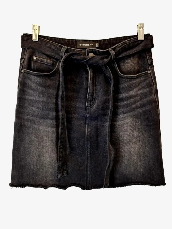 Witchery Essential Tie Waist Denim Mini Skirt Size 10