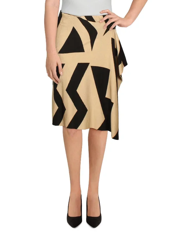 Womens Knit Printed Wrap Skirt