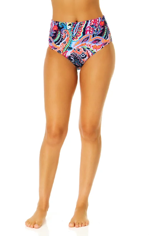 womens-paisley-parade-fold-over-high-waist-shirred-bikini-swim-bottoms