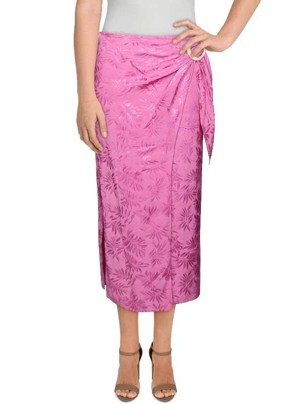 Womens Printed Sheer Wrap Skirt