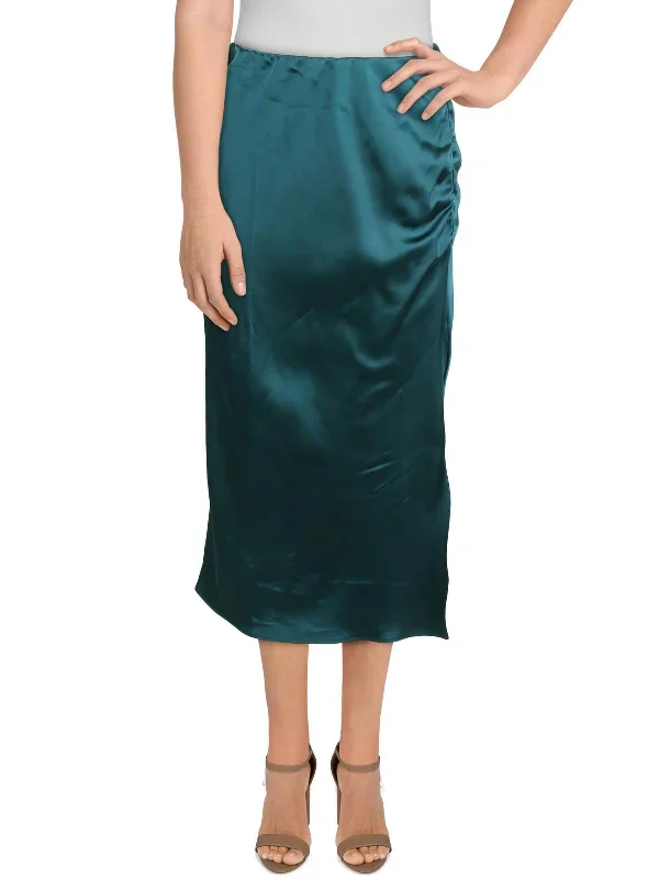 Womens Satin Midi Skirt