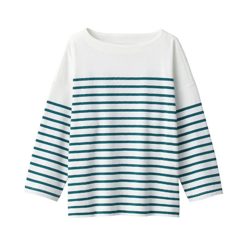 womens-striped-boatneck-3-4-sleeve-t-shirt-bb2os24s