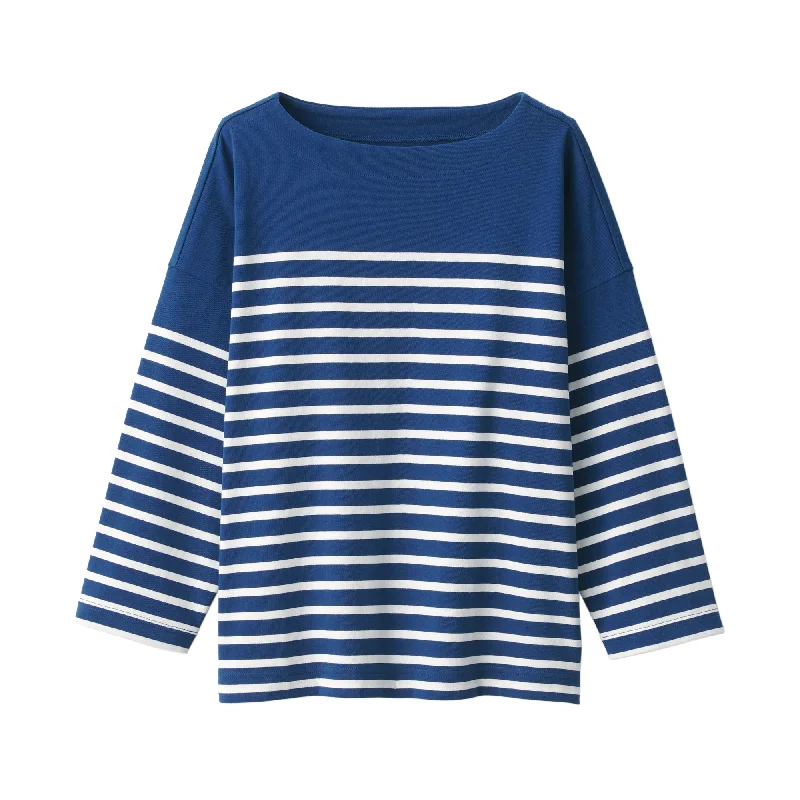 womens-striped-boatneck-3-4-sleeve-t-shirt-bb2os24s