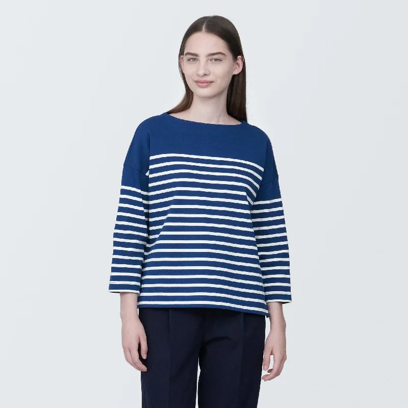 womens-striped-boatneck-3-4-sleeve-t-shirt-bb2os24s