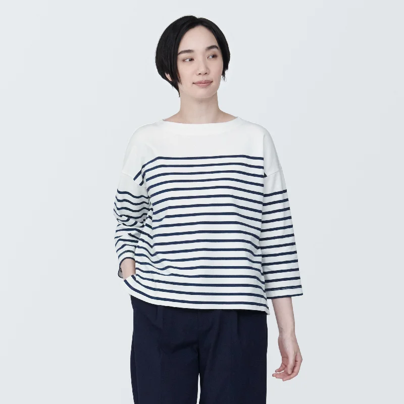 womens-striped-boatneck-3-4-sleeve-t-shirt-bb2os24s