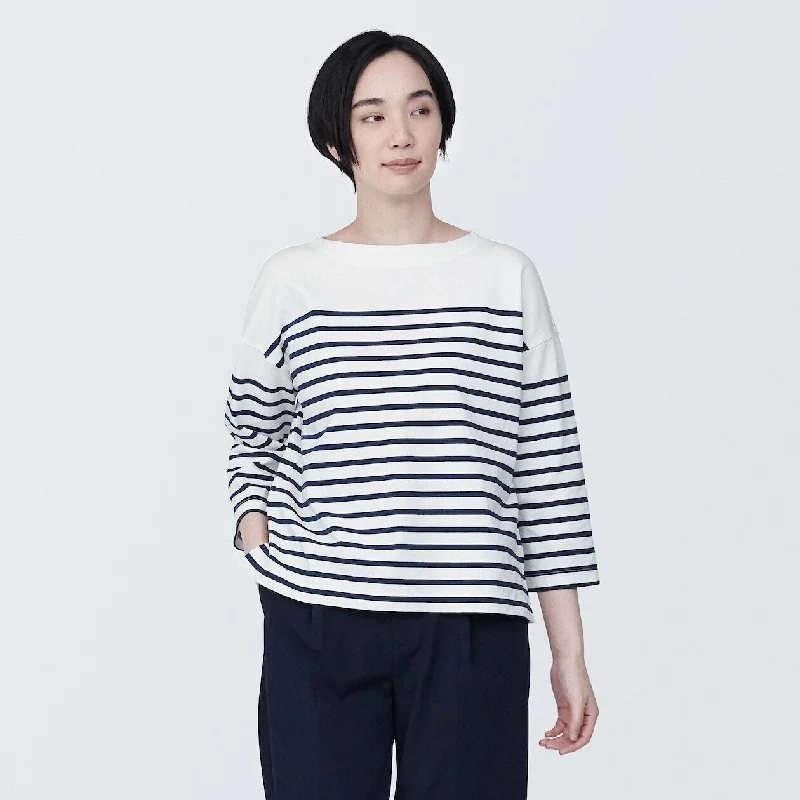 womens-striped-boatneck-3-4-sleeve-t-shirt-bb2os24s