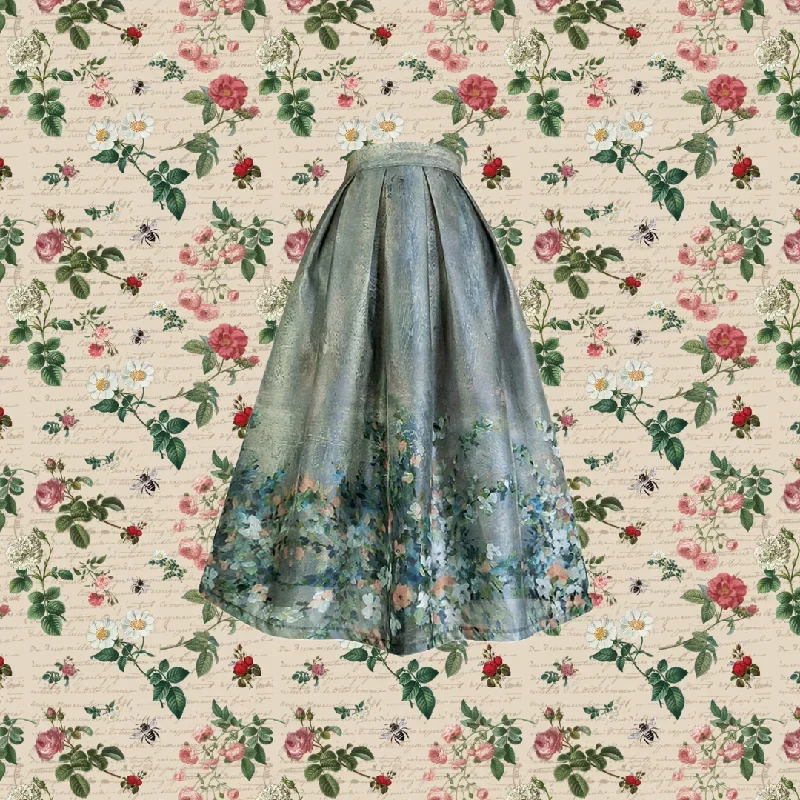 Harukasumi Plant Print Hepburn Skirt